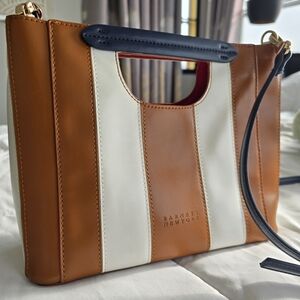 Barneys New York Brown and White Striped Women's Bag